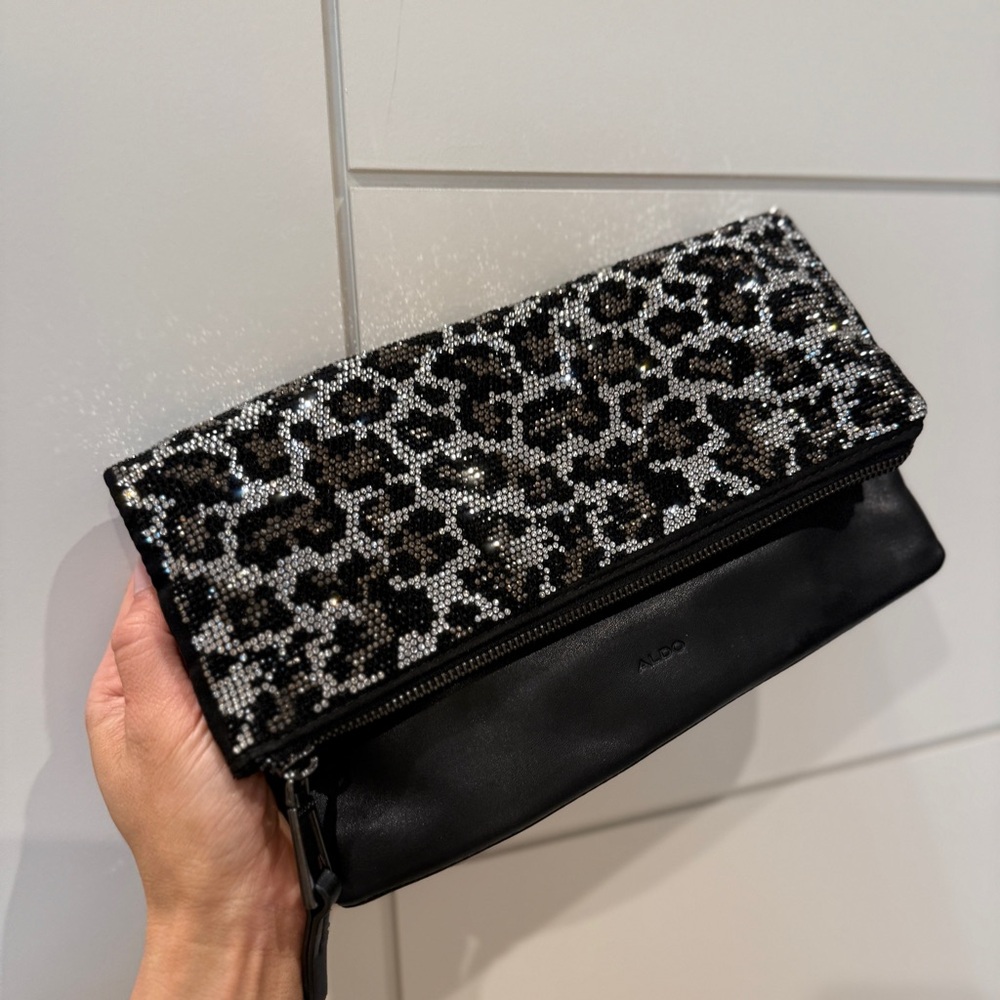 Aldo ~ Black + Silver Rhinestone Clutch
